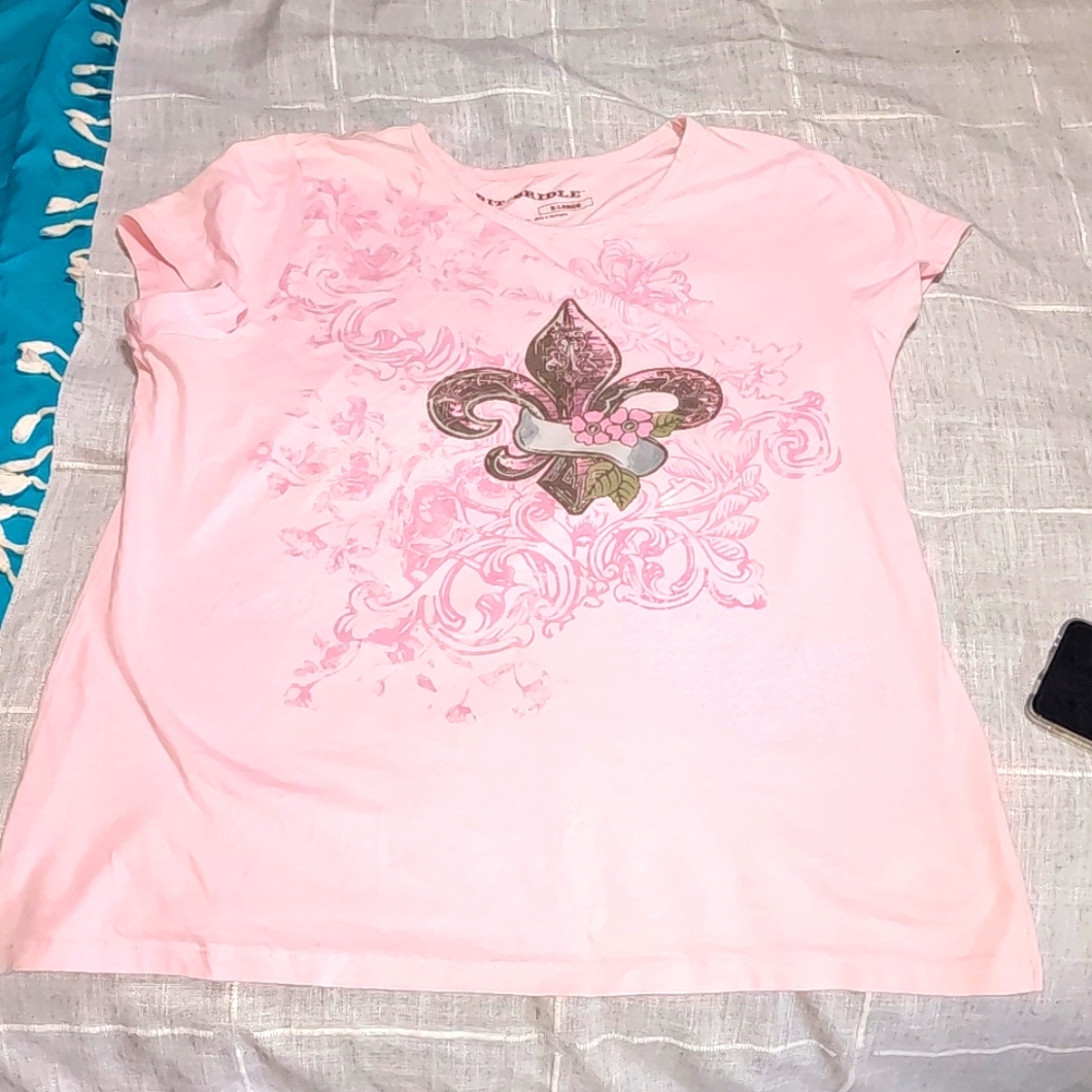 Bit & Bridle pink tee size XL